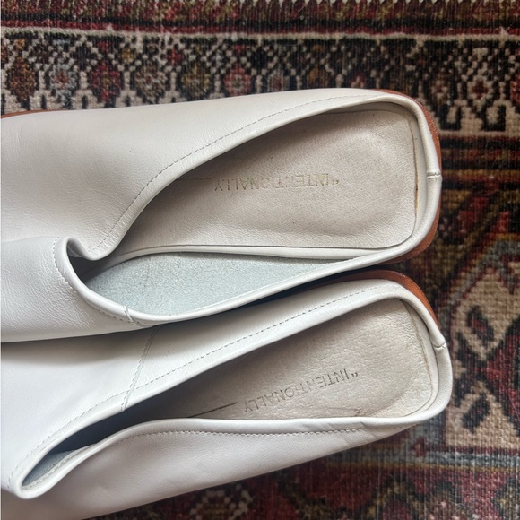 Intentionally Blank off white open toe slide with stacked wooden heel - Picture 6 of 6